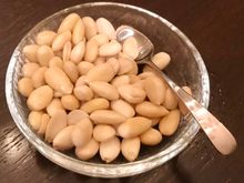 Sea salt soaked freshly pealed almond 