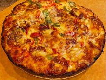 My first attempt with, you guessed it, Rao’s pizza sauce! 😂Multicolored peppers and pepperoni. I finally got the caramelization right on the crust and loosened it before it got stuck on! I’m pleased. 