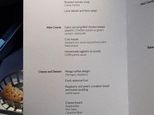 LHR-LAX CS menu
