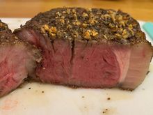 Sous vide NY Strip with crisp garlic. 