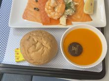 Good lady Montague went for the fish and enjoyed it.she didn’t eat ex LHR 