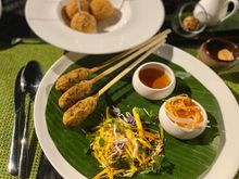 Fish satay , wagyu beef balls 