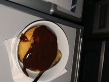 Cake with hot fudge added.