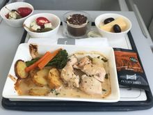 Chicken in a morel sauce. Unimpressed - starter was Tesco Express-ish, main was unadventurous and over cooked. Dessert was OK.