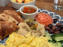 Ultimate Mediterranean breakfast plate, side of fruit
