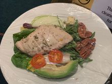 A terrific salad of chicken, avocado and veggies.