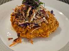Chicken Schnitzel, hot honey & ranch slaw