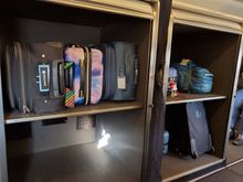 There are two closets, one for F and one for Y, with the curtain separating them.