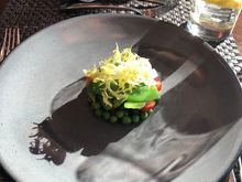 Pea salad - looks tiny, but felt right as a salad course in this meal, and tasted better than expected. 