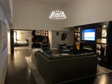 Living area, butlers kitchen to my left, dining room behind tv structure