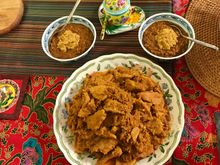 Satay babi - pork satay Peranakan style cooked with coconut milk