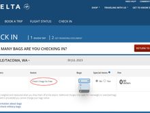 Check in on Delta website correctly indicates I can check up to 3 bags for free (I am a PM in Delta One), but the dropdown menu for number of checked bags does not go past 2.