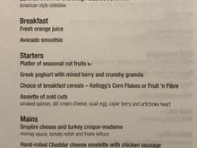 Business Class menu SFO-DOH April 2022 