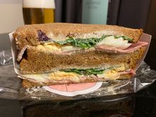 EuroTraveller ham and egg sandwich - and yes the filling does go all the way to the edges!