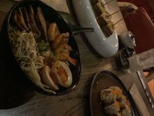 Rolls, katsu sandwich and pork/shrimp ramen 