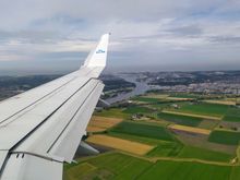 View of the Dutch countryside just prior to landing at Amsterdam AMS