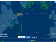 So flight 803 left Dublin Sat 24th on time.  It is taking a more northernly route than normal, by passing Fiona