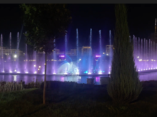 The ballet was taking place behind the water. On the other side there are seats.