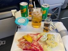 LCY to GLA - Salmon and potato salad. The salmon was nice but the potato was so cold it was hard and gave you brain freeze 