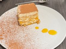 Tiramisu: much improved with a soaked lilikoi lady fingers.