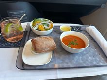 Soup, salad and bread provided as an appetizer course