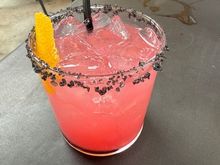 Prickly Pear Margarita with black salt. Is it a thing now? 