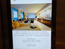 Ad for Club Intercontinental upsell in the hotel elevators