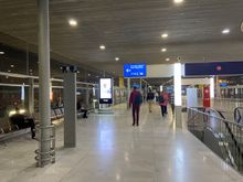 waiting for the connecting train to Hall L