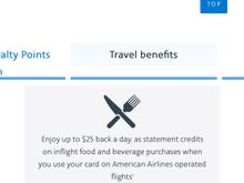 Food and beverage credit is for inflight purchases only