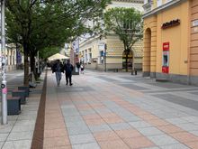 The main street from the station to one of the many squares