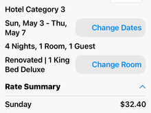 As an example the rate is $32.40 per night.  Globalist do not pay the $200 resort fee