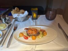 Duo of seafood - pepper crusted tuna and tiger prawn