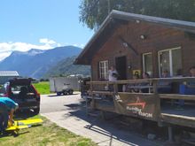 A view of the buvette at Raron, which offered drinks and snacks, with the model plane freaks just outside 