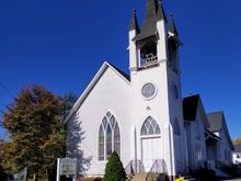 A lovely white church in the village of yyy, one of many that we saw on this trip 