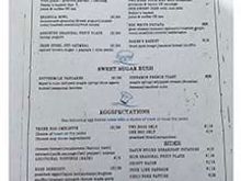Breakfast menu