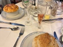Dinner at Le Soufflé in Paris - boeuf bourguignon and jambon et fromage on the left. Only thought to take one photo. 