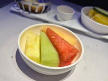 The cheese is preplated with nuts, which im allergic to. And with no allergy info out of hong kong i was left with fruit, which im pretty sure came from the WTP cabin.
