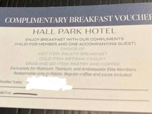 Breakfast certificate