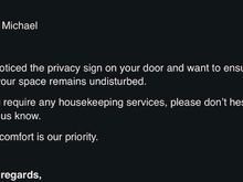 Email about housekeeping