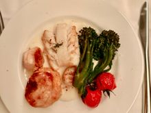 Main course... fish & scallops, surprisingly well prepared. Not dry at all.