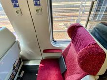 A bit of a window not window seat, but I only had a choice of two and the other one was an aisle seat at a table of four, so this one it is.