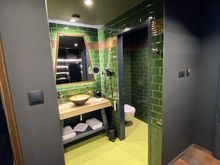 The bathroom, green. But nice. 