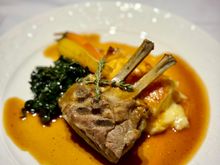 Roast rack of lamb with rosemary herb crust (4/5) - slightly on the dry side.