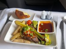 BBQ beef LAX - JFK in J, it was really good! Way better than the subsequent BA flight JFK - LHR, although that’s not saying much…