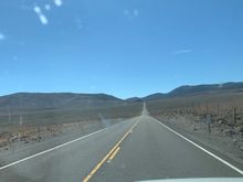 The empty road on the detour through Nevada