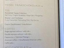 Hot drinks menu 