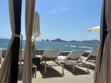 Cabana view from the smaller pool
