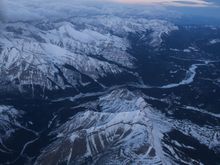 Over the Rockies on descent into YYC on Thursday during a Chinook, AC 8554 