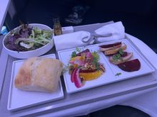 Beet and citrus fruit salad, smoked duck breast