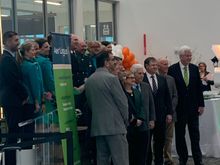 Crew and dignitaries posing
